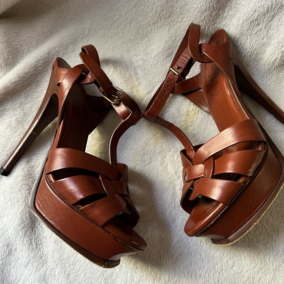 SAINT LAURENT Calfskin Tribute 105 Platform Sandals size 36 - Picture 10 of 13